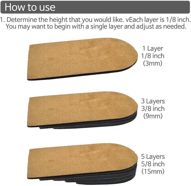 BalanSole Adjustable Leg Length Discrepancy Heel Lifts Inserts Insoles - Pack of 2 (5 Layer Brown Large) - Image 2